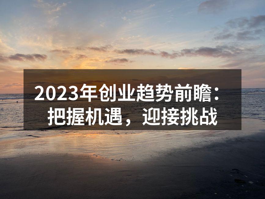 2023年创业趋势前瞻：把握机遇，迎接挑战